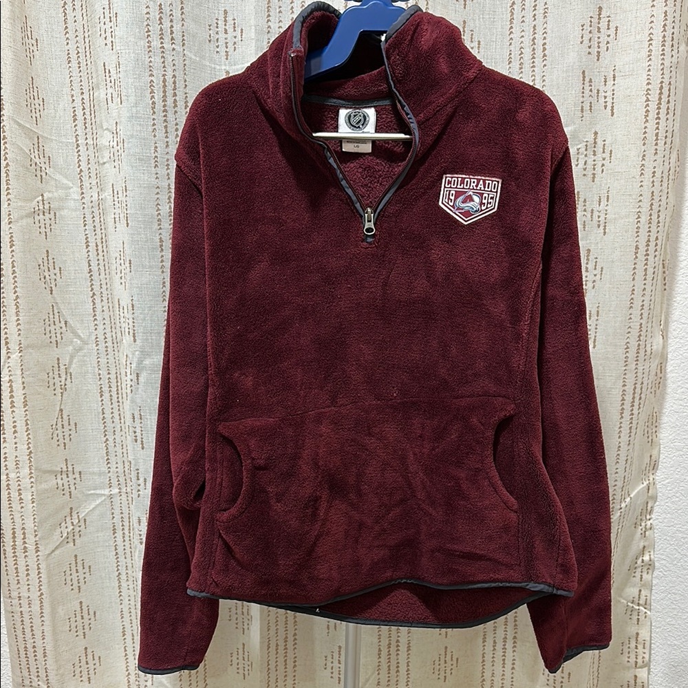 NHL Avalanche Red Turtleneck Sweater Plush Fleece
